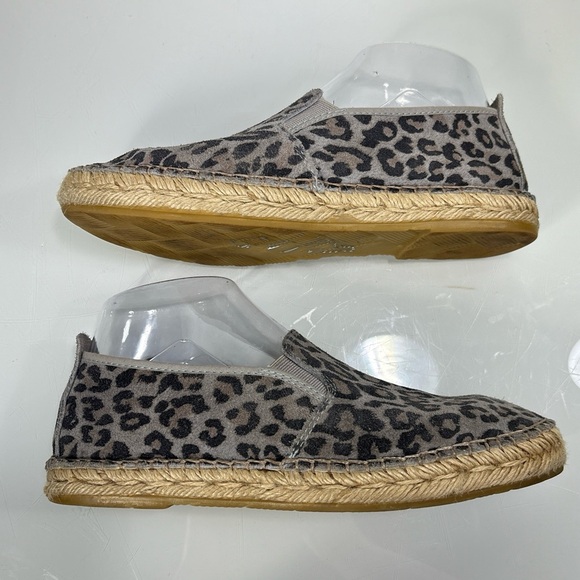 Free People Gray Black Suede Freeway Leopard Print Espadrille Flats Sz 38 - Picture 7 of 14